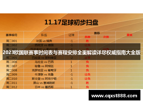 2023欧国联赛事时间表与赛程安排全面解读详尽权威指南大全版 2023欧国联赛事时间表与赛程安排全面解读详尽权威指南大全版